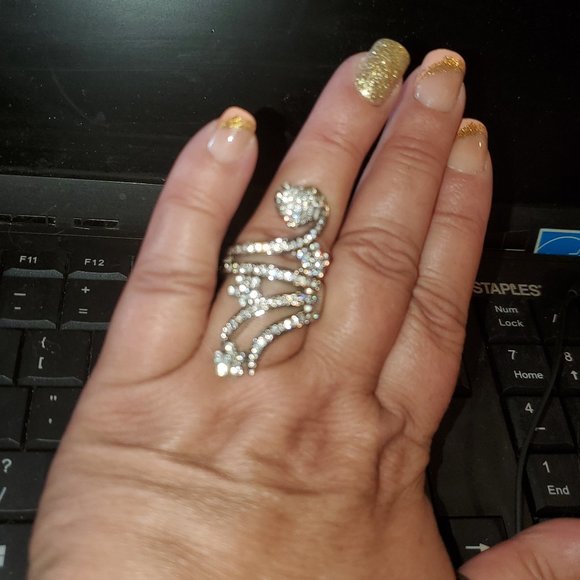 Custom Heart and flower Silver Ring - Picture 3 of 4